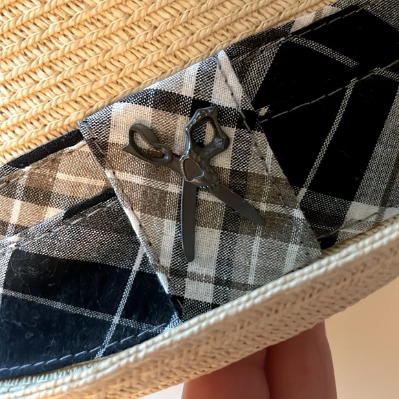 Mark Ecko Men’s Paper Straw Fedora, Navy Plaid Fabric Hat Band, size 23 … - Picture 5 of 8